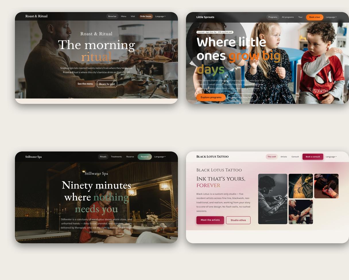 Four Bootify themes in different color palettes