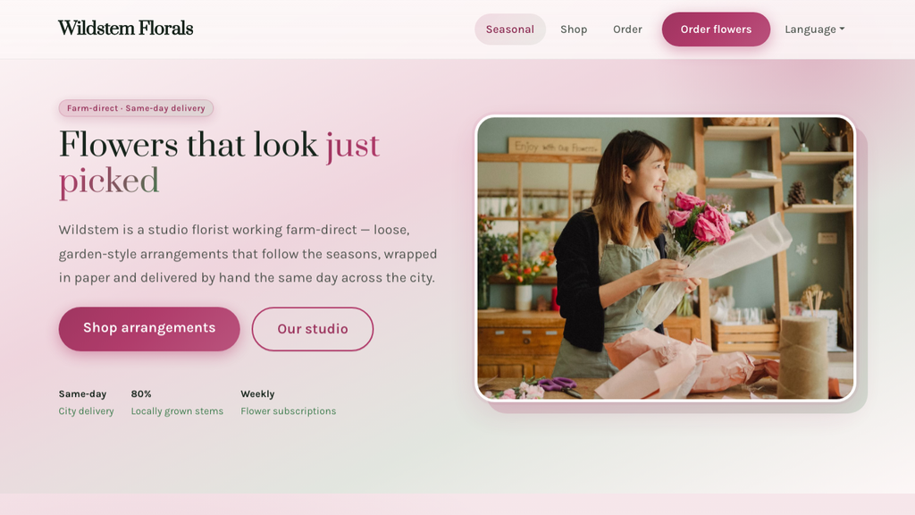 florist theme preview — included in the Complete Collection bundle